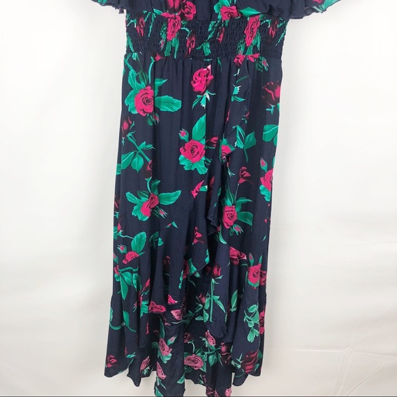 Women's Floral High Low V-Neck Long Maxi Dress - Picture 5 of 8
